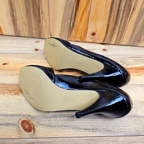 Romilly Jane Elegant Luxe Patent Leather Peep Toe Heels - Picture 6 of 7